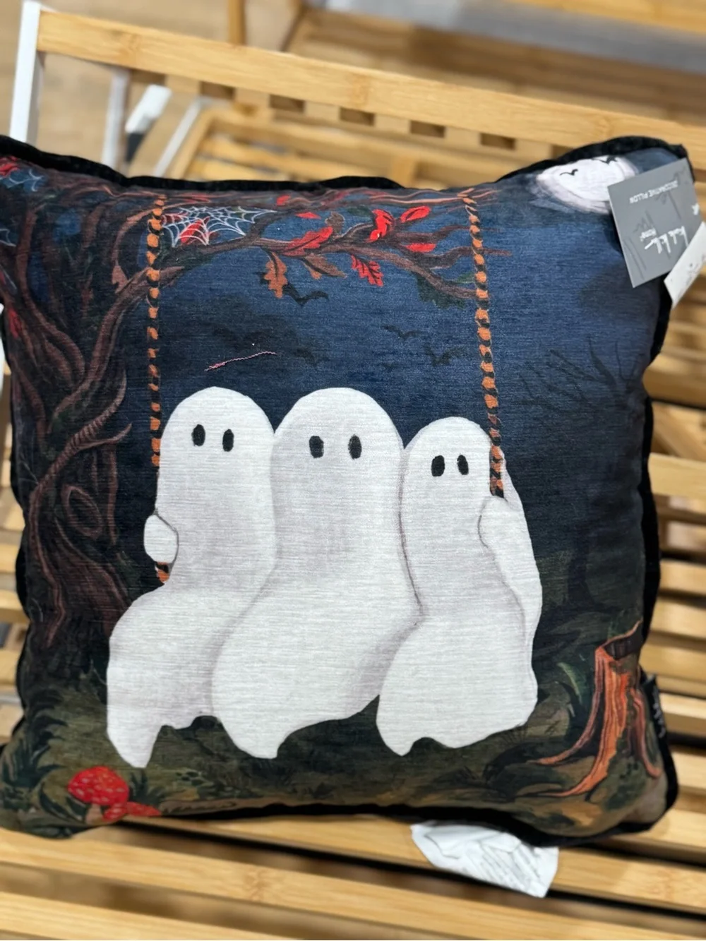 Nicole Miller Halloween Ghost Trio Decorative Pillow - Black, White, Red